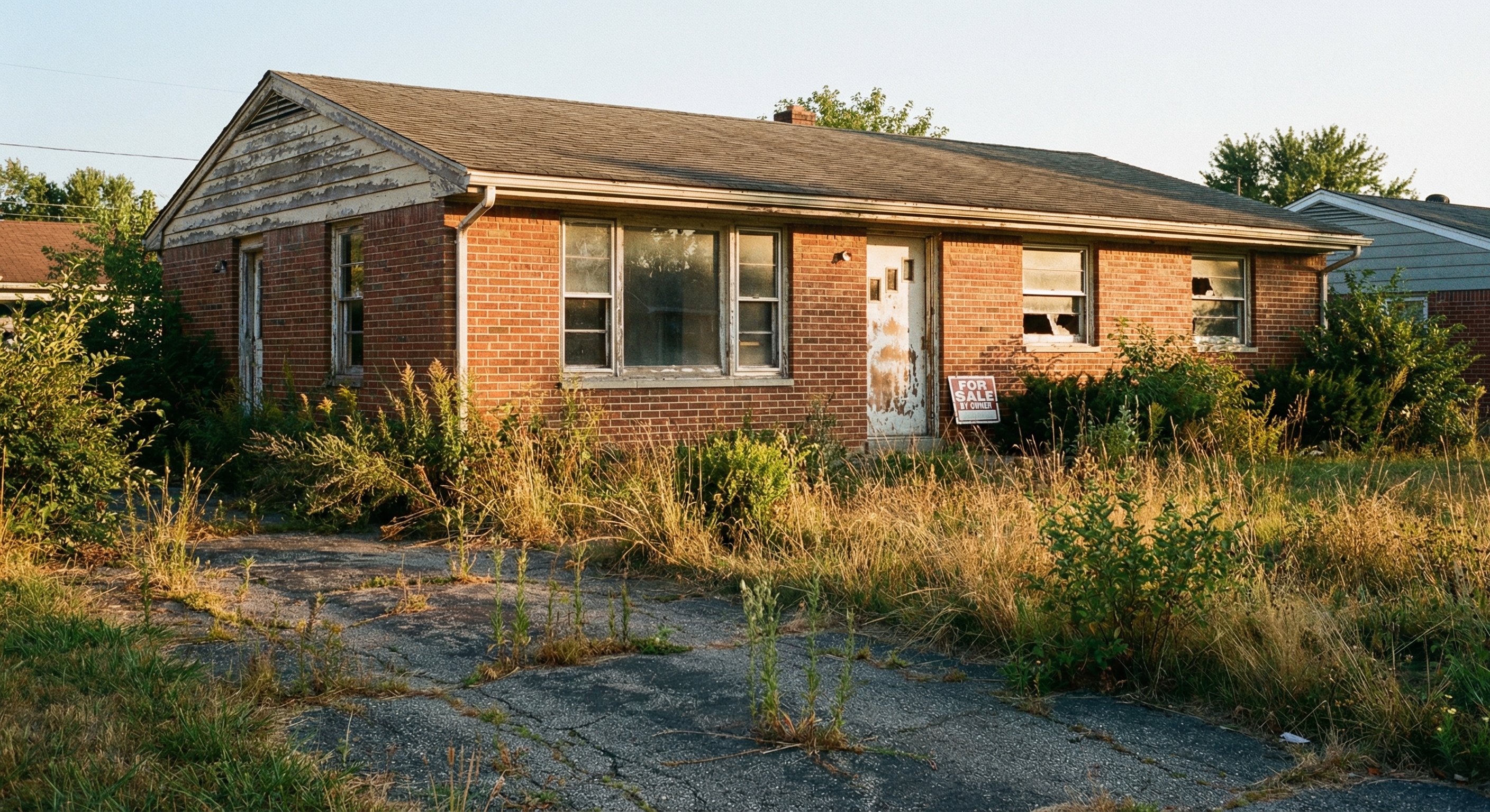 Vacant mid-century brick ranch home