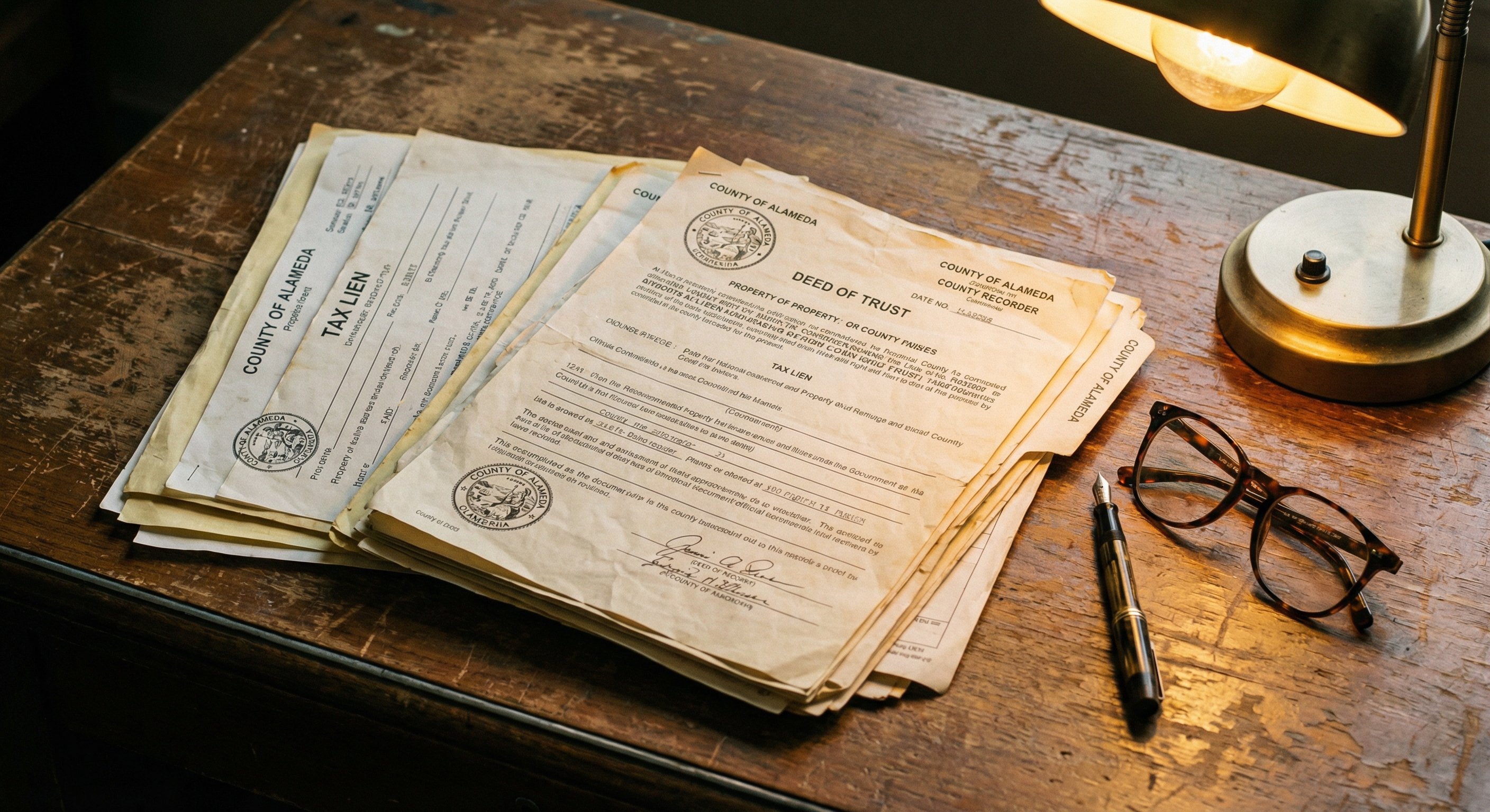 Official property documents, tax liens, and county filings