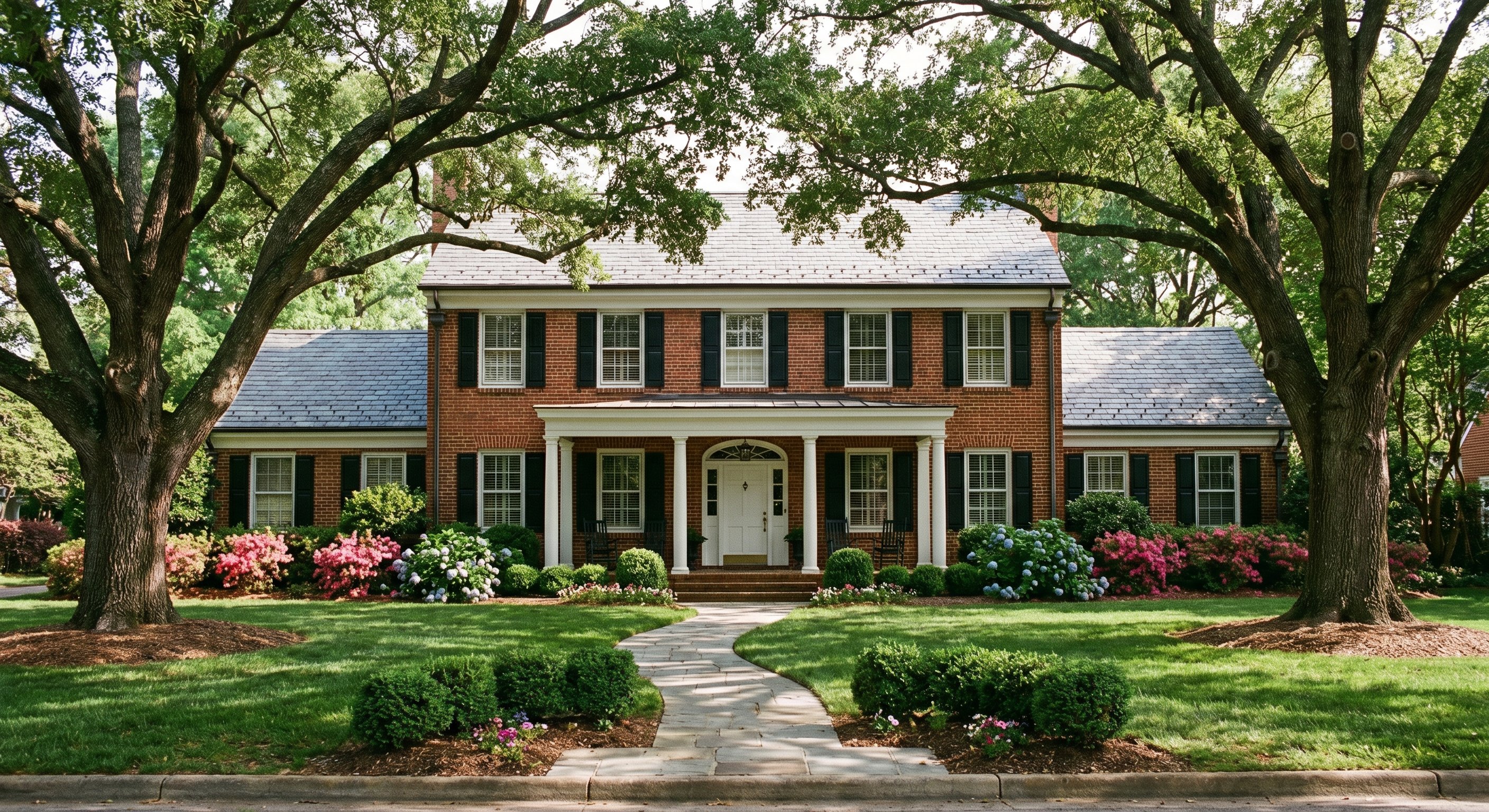 A well-maintained brick colonial home in a North Carolina suburb, representing the type of property an investor might find through bankruptcy lead work