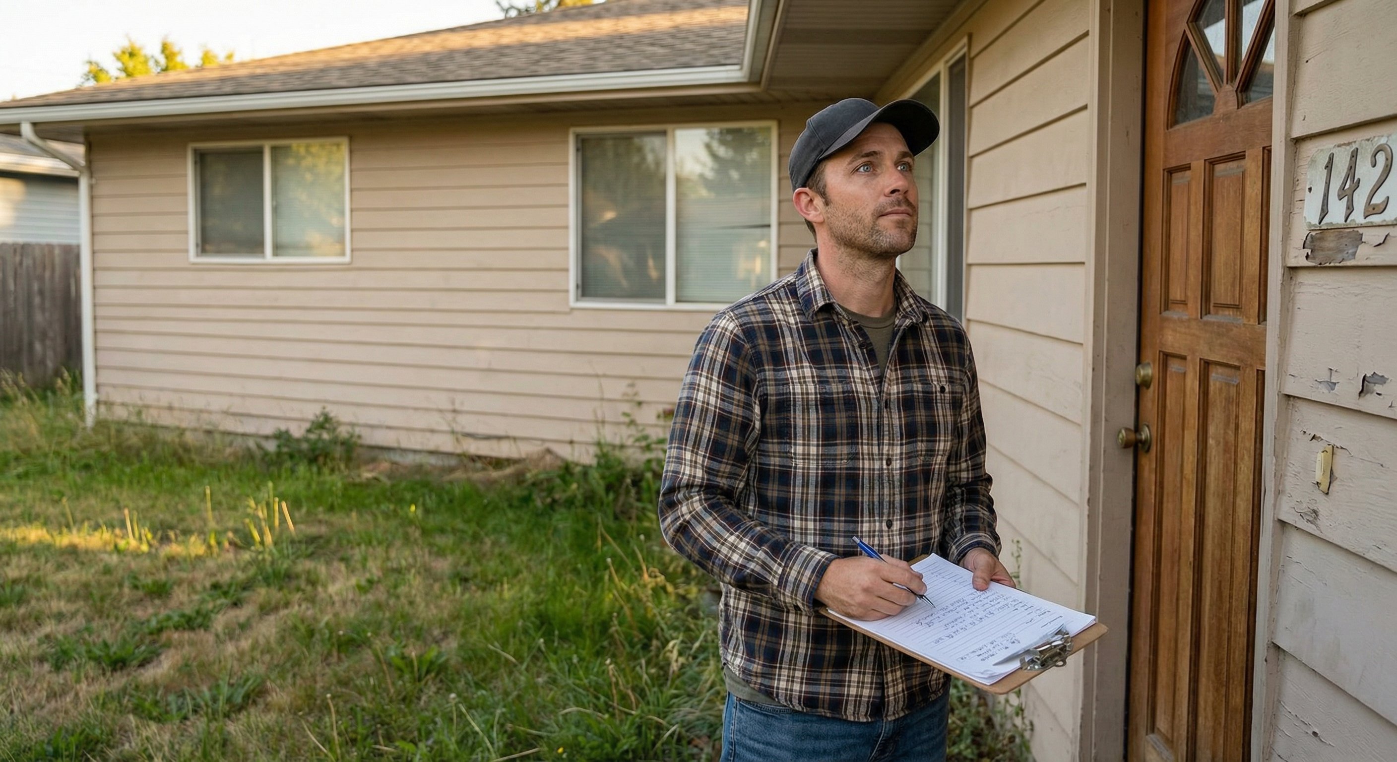 A male real estate investor in his 30s, wearing a