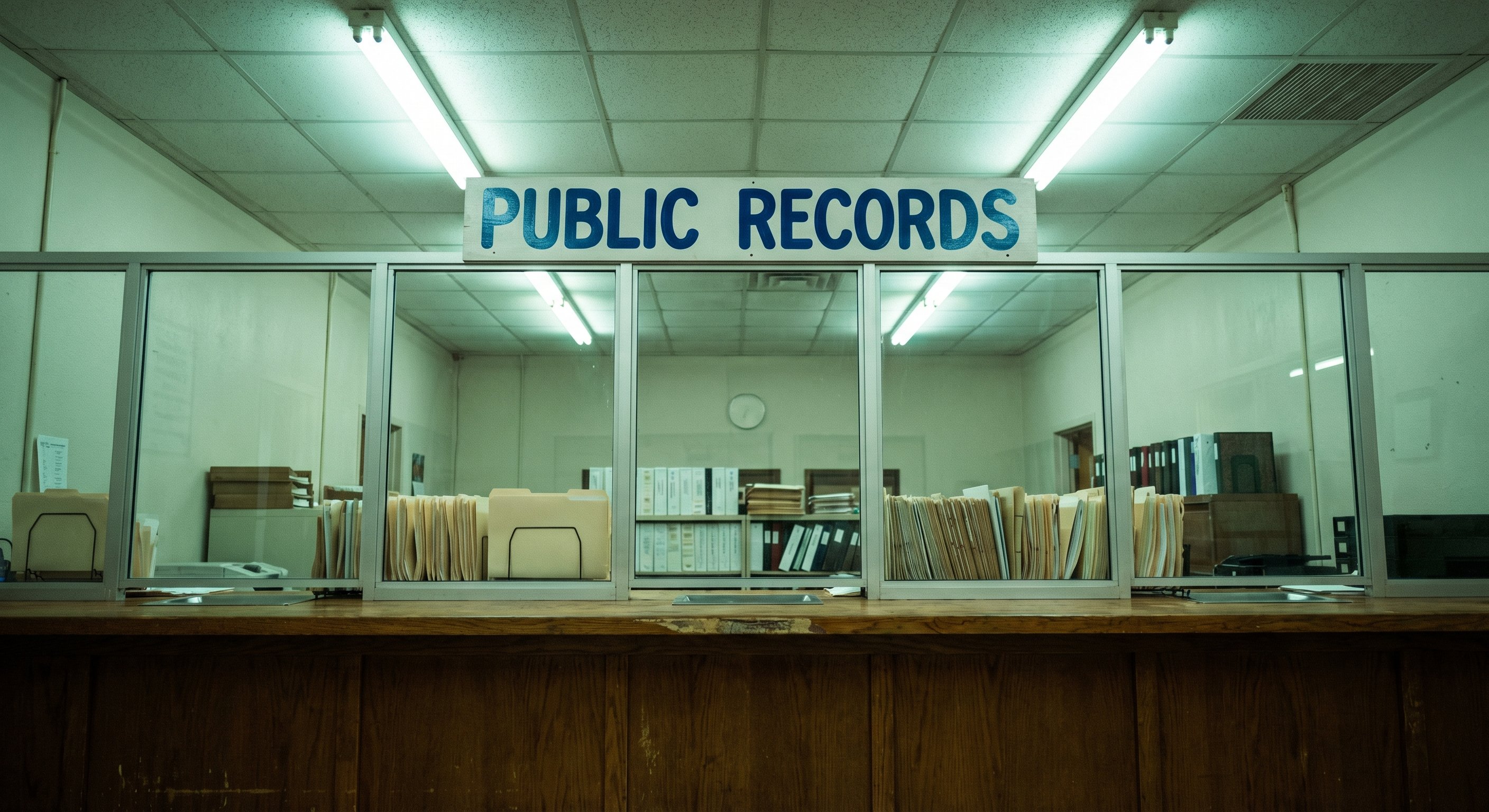 Florida county clerk public records office counter with signage