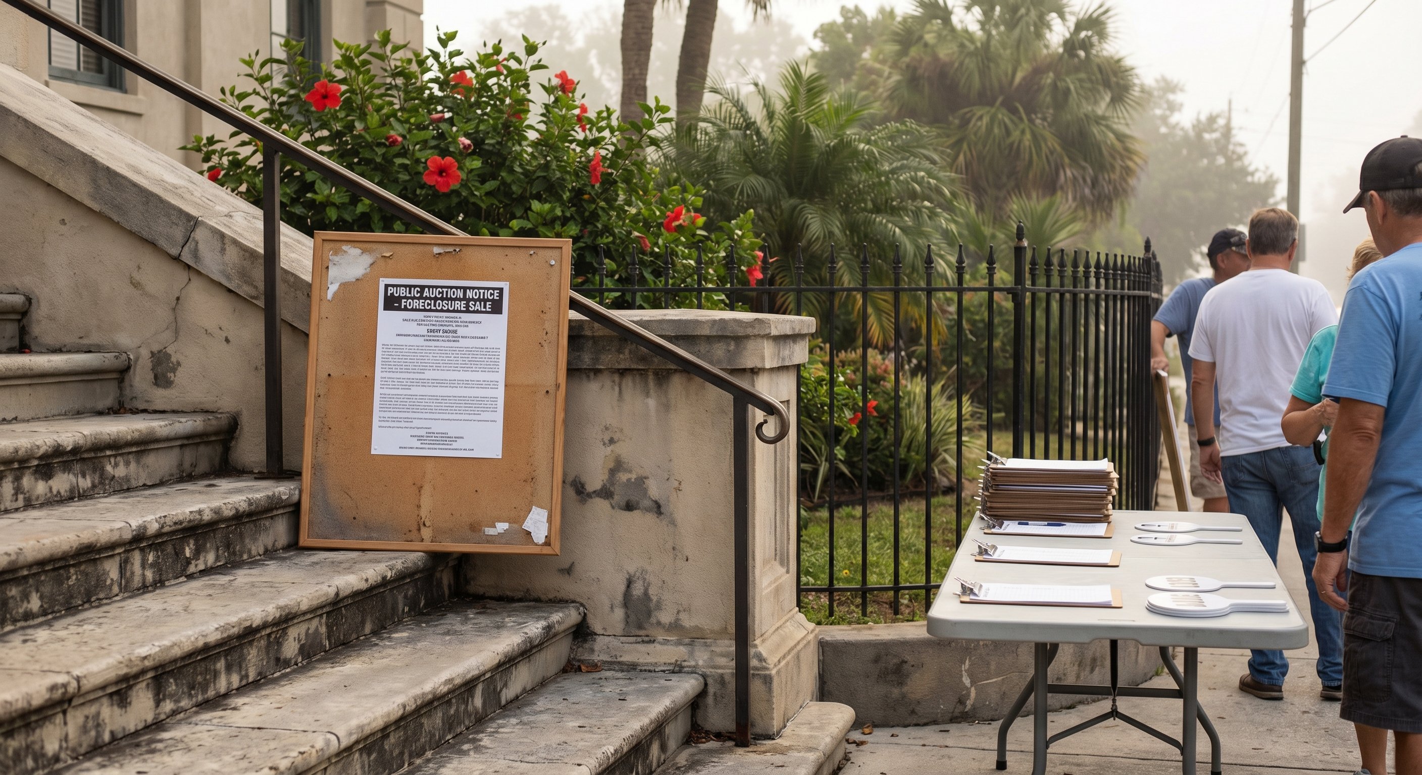 Courthouse auction notice posted on bulletin board
