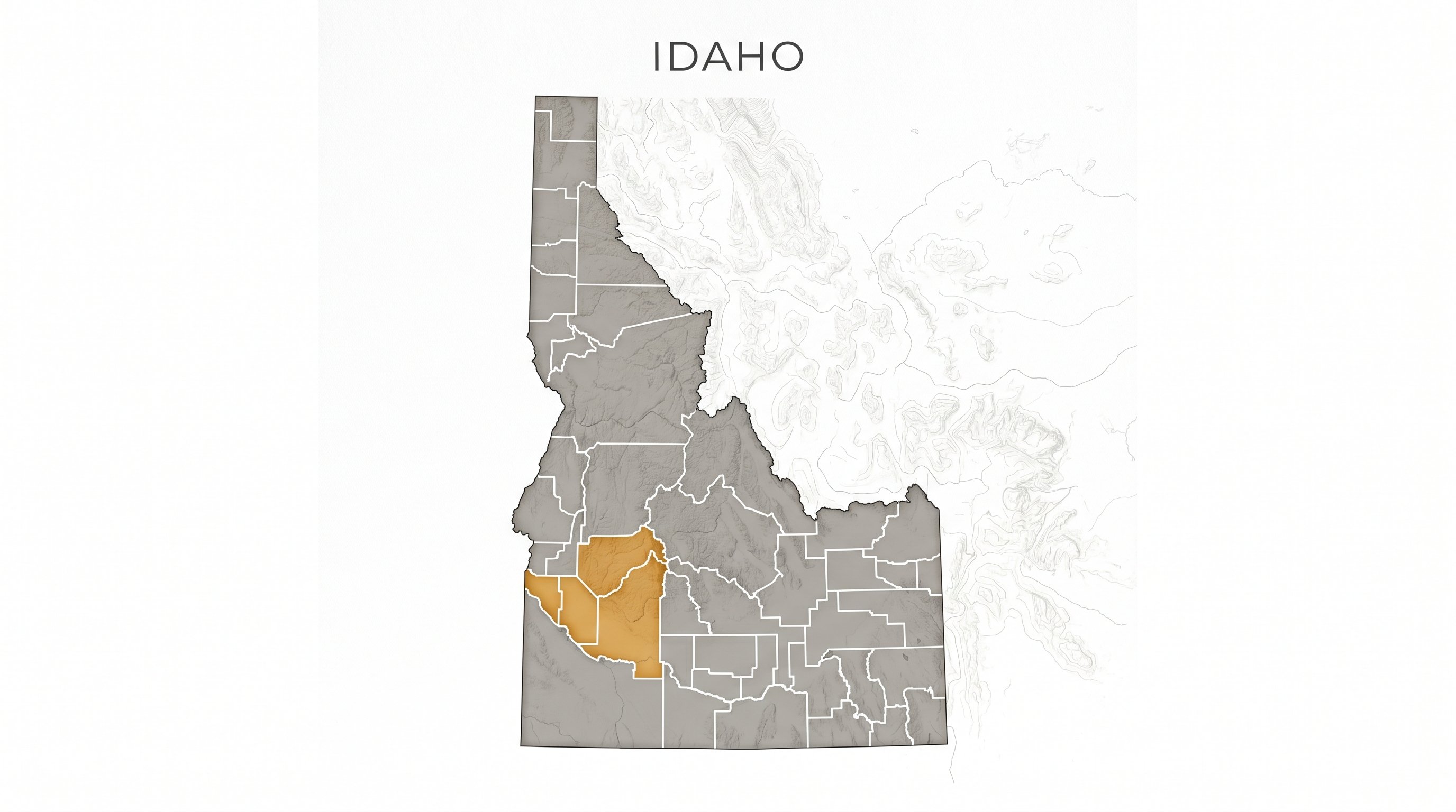 Idaho map showing Ada County as the primary foreclosure market in the Gem State