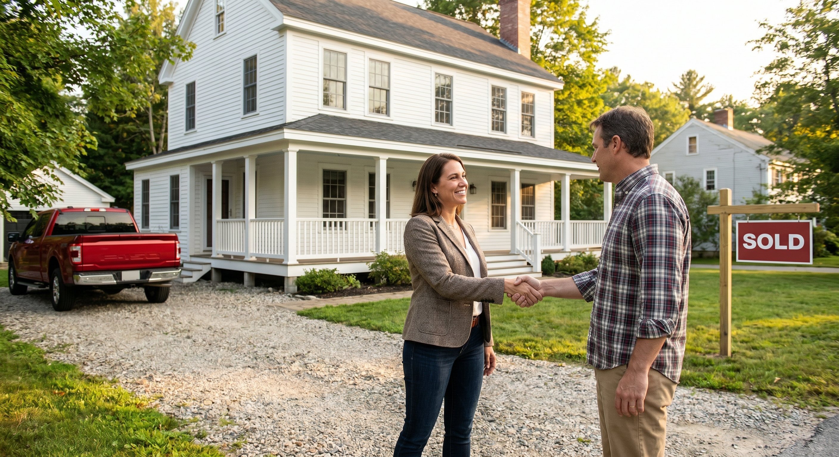 Investor and motivated Maine homeowner closing a deal on a distressed property