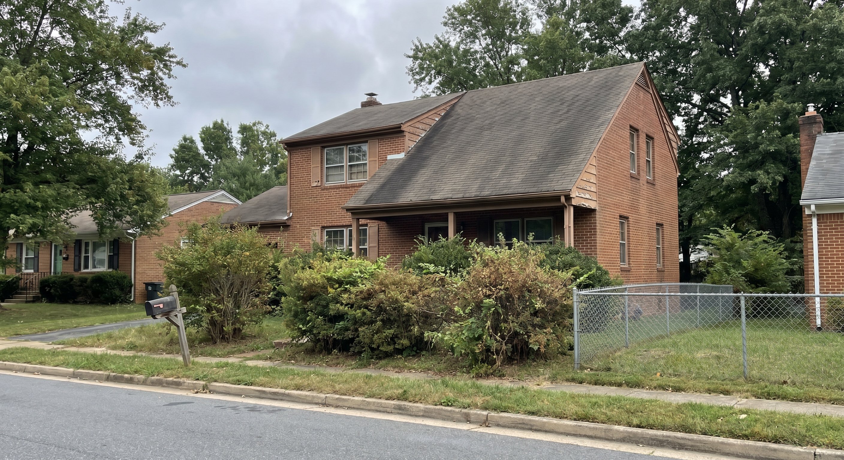 Suburban Prince George's County Maryland home with deferred maintenance visible