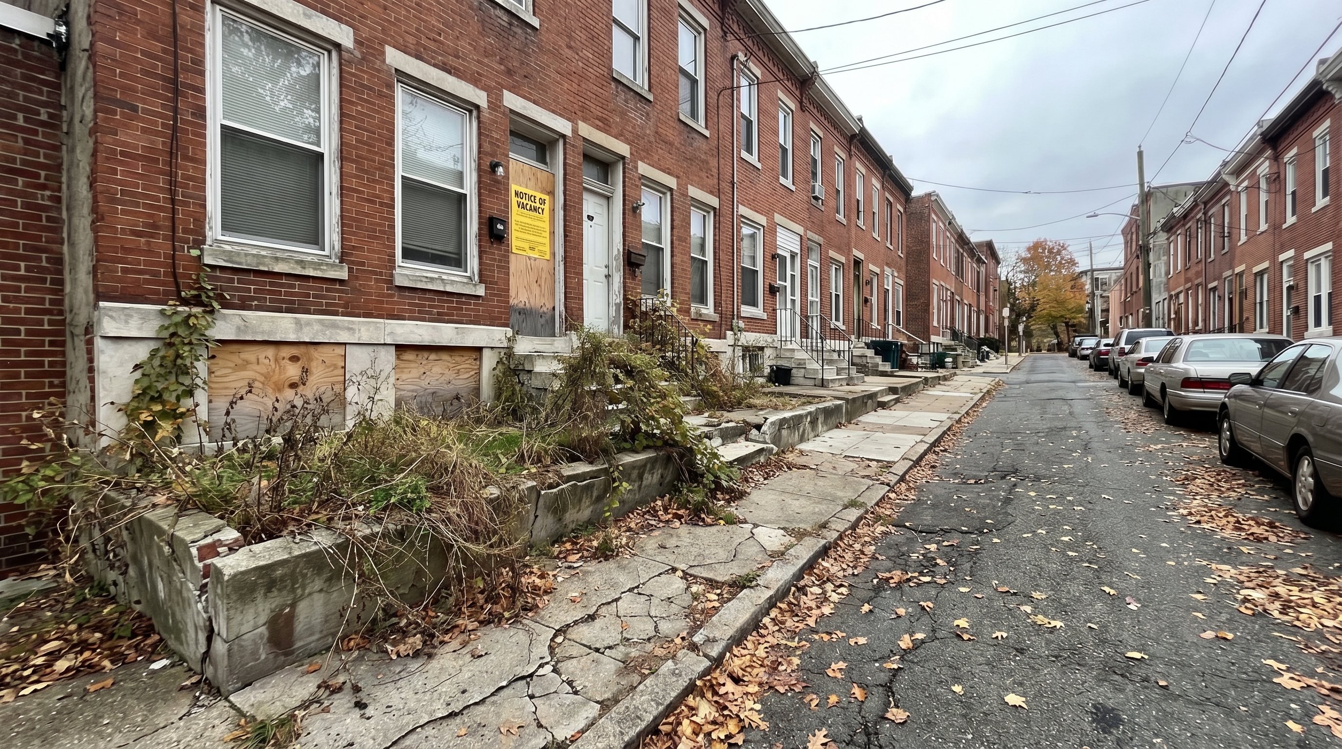 New Jersey urban neighborhood with distressed property