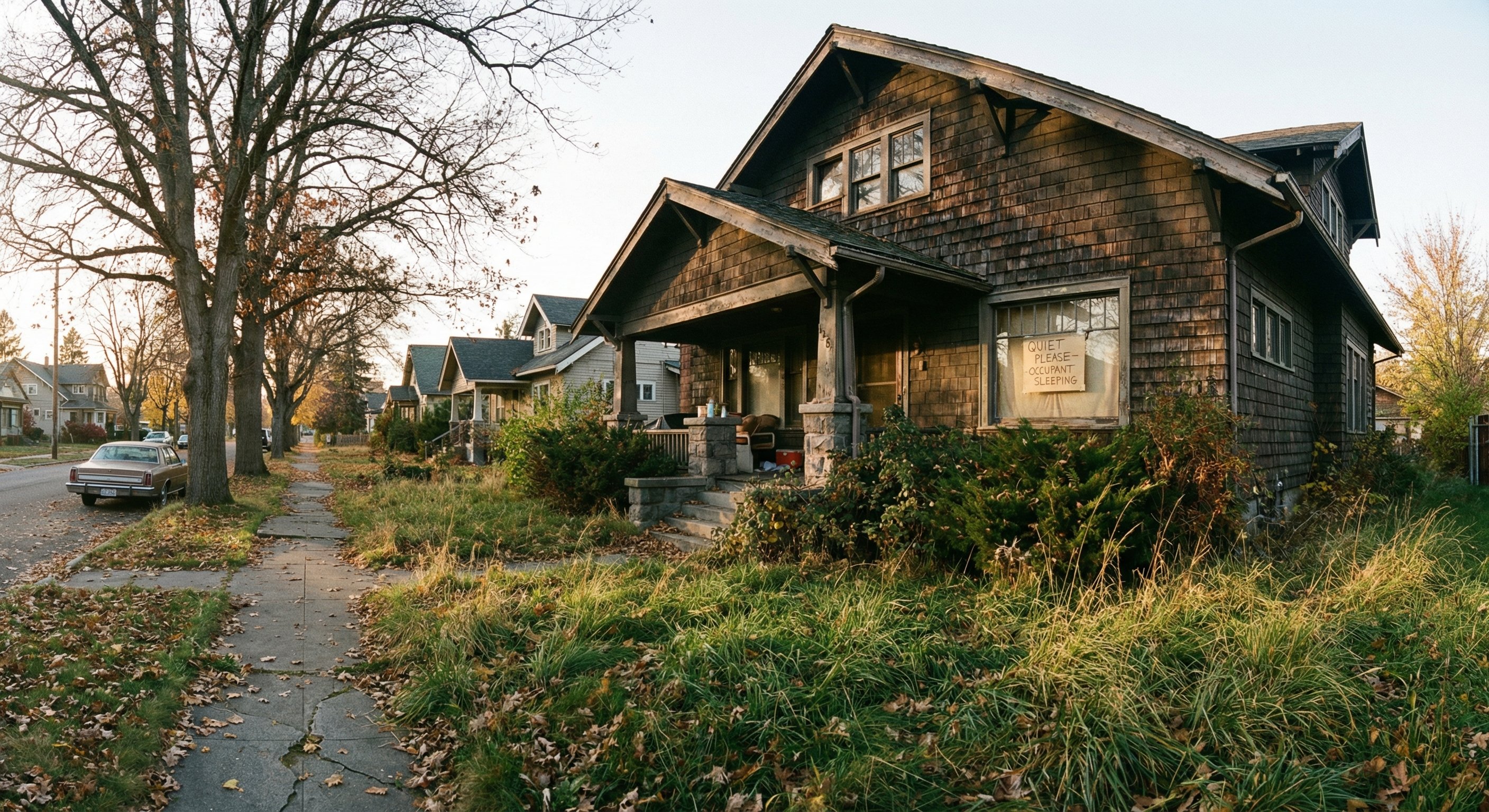 1940s craftsman home in Spokane, Washington showing signs of foreclosure distress