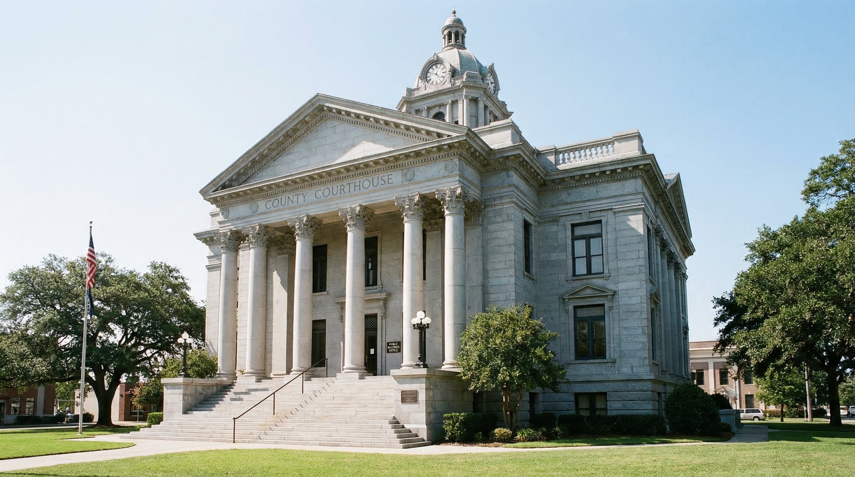 Tax delinquent property — county courthouse and distressed home
