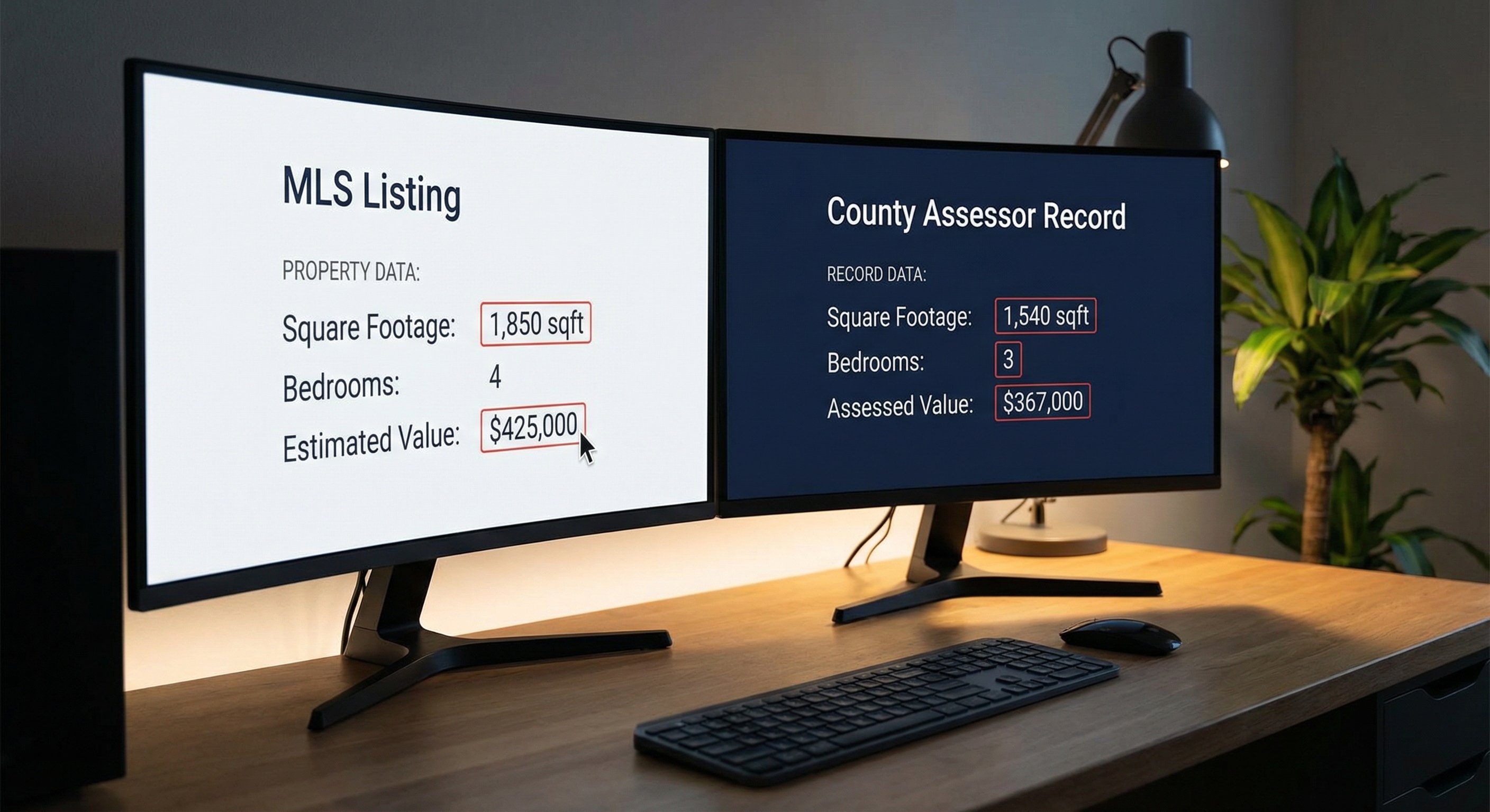 A modern dual-screen data comparison dashboard