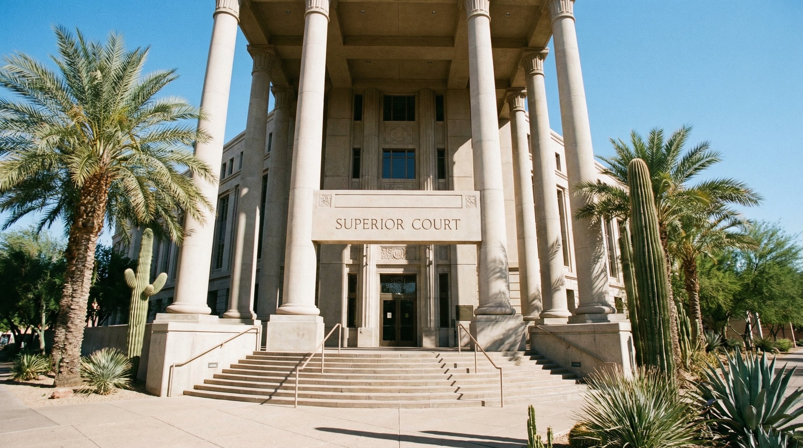 Maricopa County Superior Court exterior in downtown Phoenix, Arizona, where trustee sales are conducted
