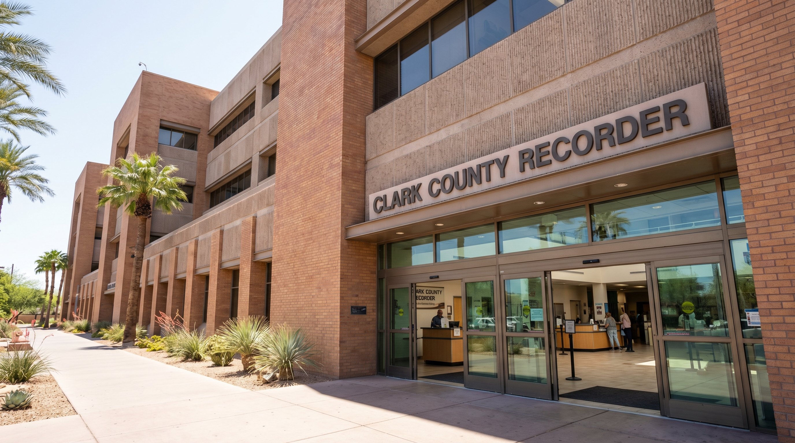Clark County recorder office in downtown Las Vegas with public access terminals for searching NOD filings