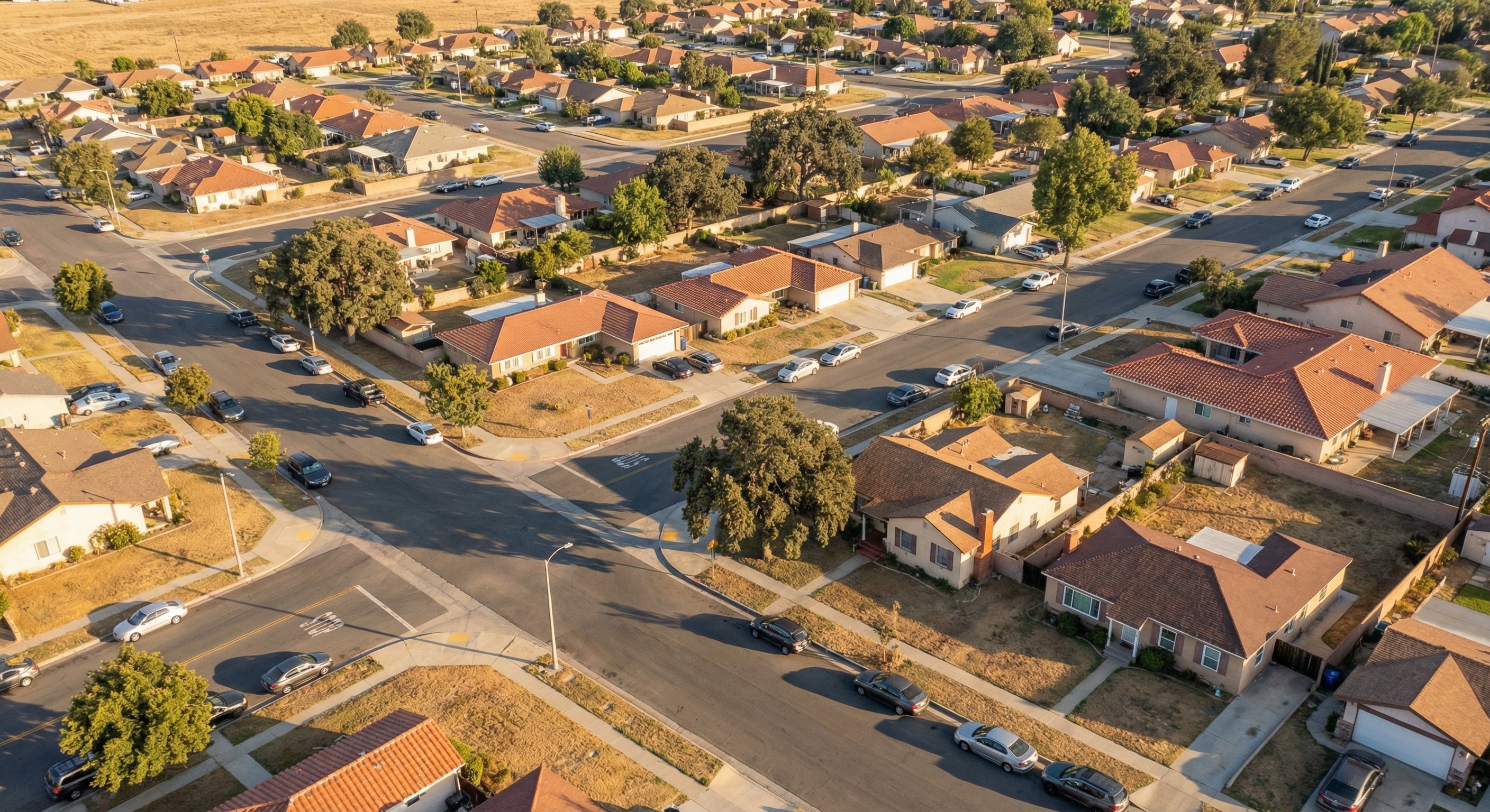 Aerial view of a California residential