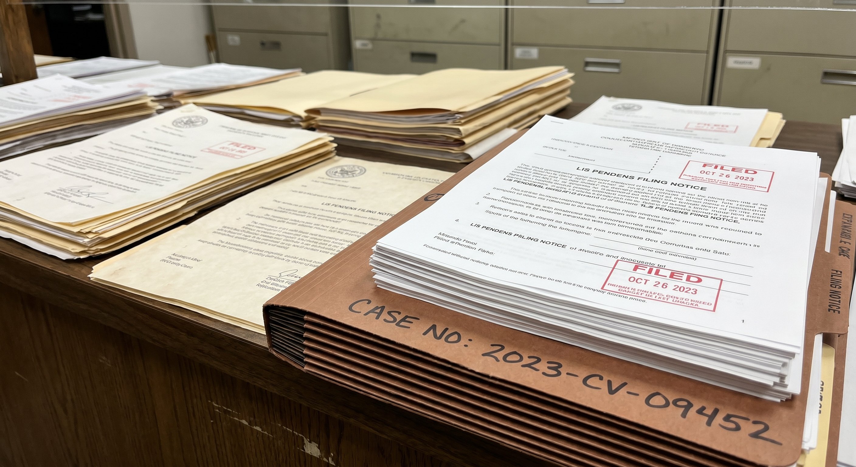 Official court documents and lis pendens filings from county records
