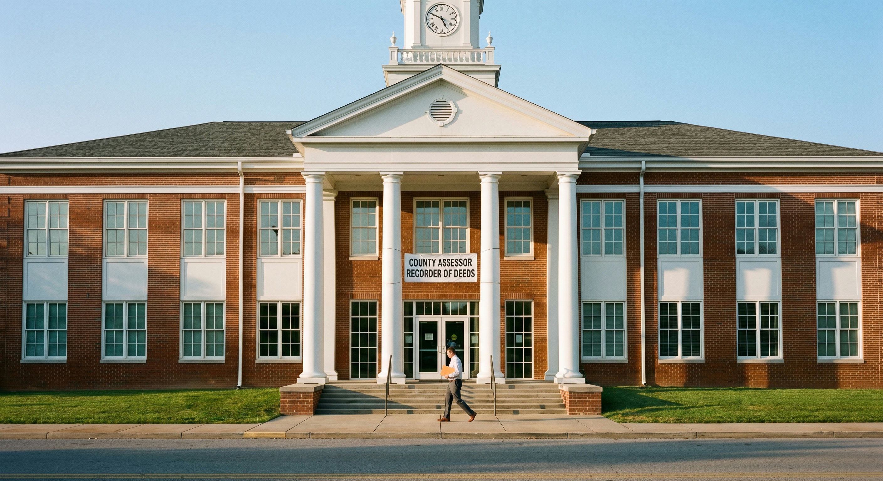 County government building with assessor and recorder of deeds entrance