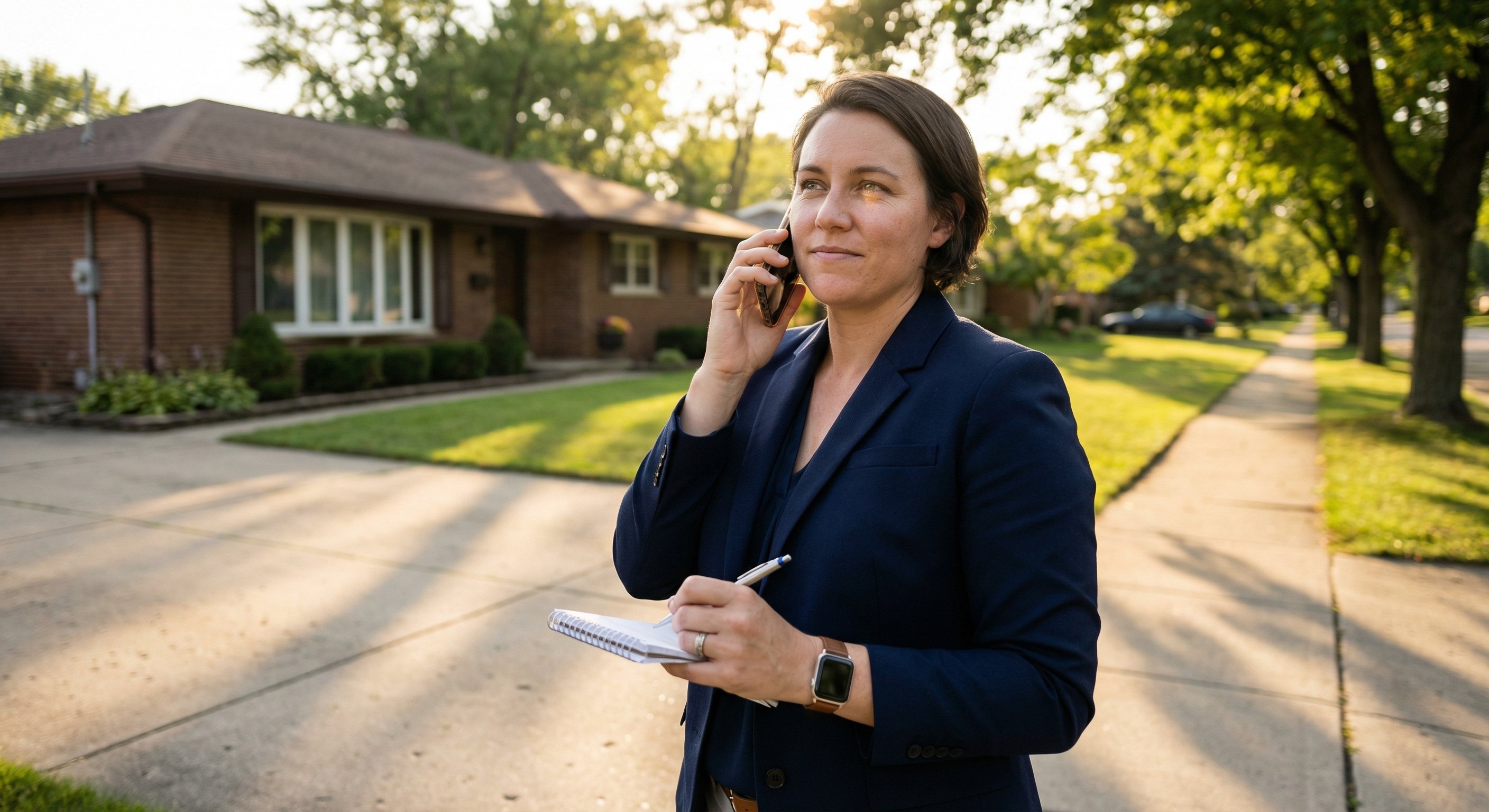 Real estate investor taking notes on a property walkthrough