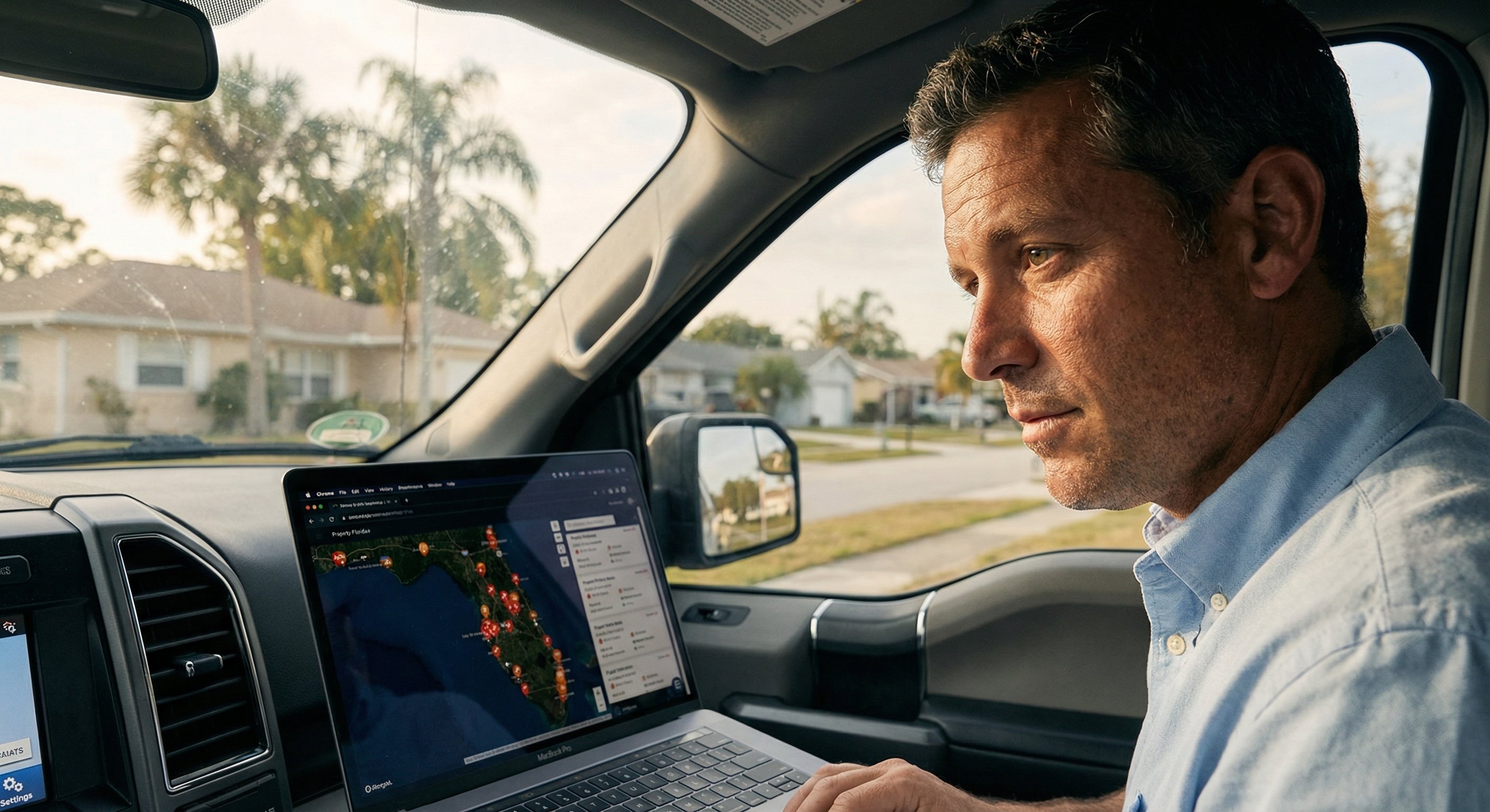 Real estate investor reviewing a distressed