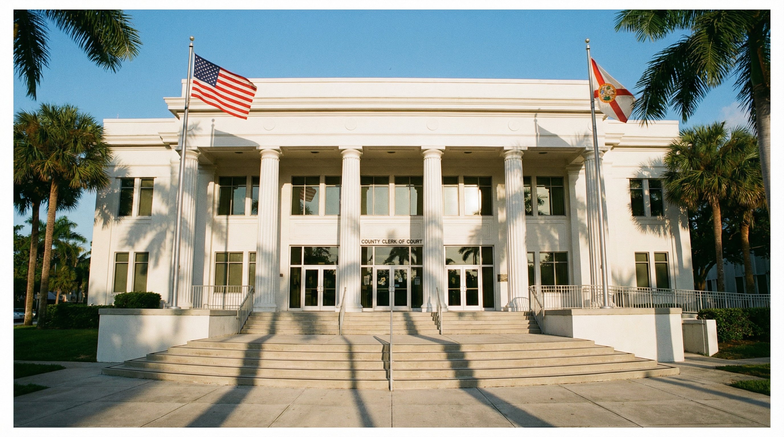 Florida county clerk courthouse exterior with