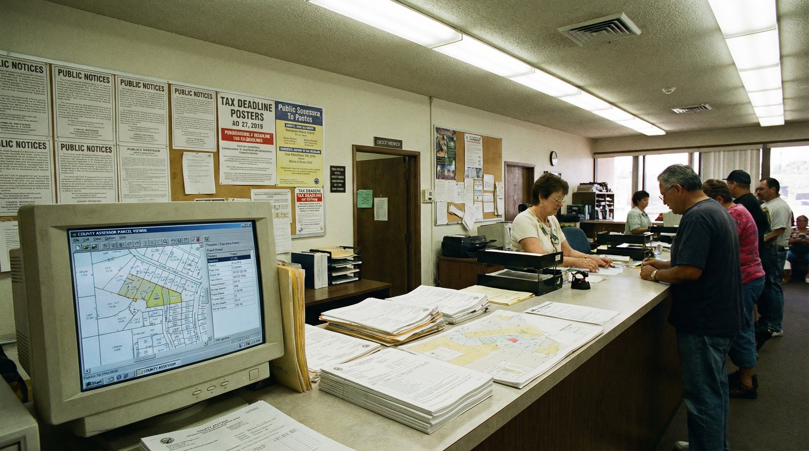 County recorder public access terminals and official property records filing cabinets