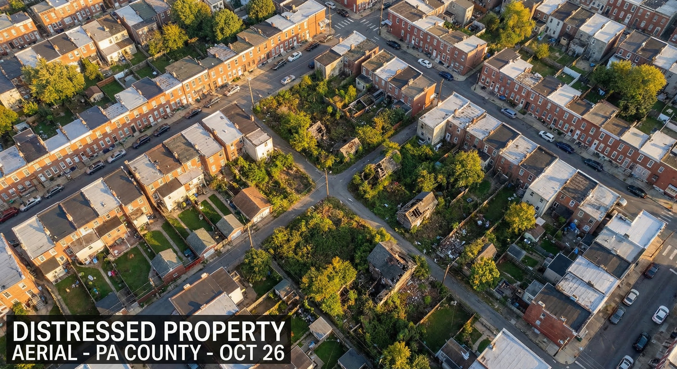 Pennsylvania vacant property leads — county-level distress signal map showing vacancy and tax delinquency concentration across the Keystone State